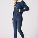 Frost Sherpa Collar Denim Jacket – Mid Blue