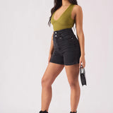 Brook High Rise Denim Shorts - Black