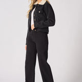 Drift Sherpa Collar Denim Jacket – Black