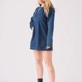 Rhea Denim Tunic Dress - Dark Blue
