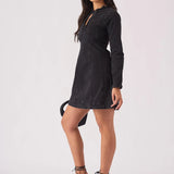 Isla Fit & Flare Denim Dress - Black