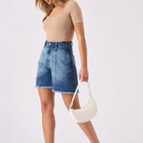 Vita A-Line Denim Shorts – Mid Blue Wash