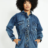 Tesa Denim Shirt Dress - Blue Acid Wash