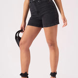 Brook High Rise Denim Shorts - Black