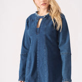 Rhea Denim Tunic Dress - Dark Blue