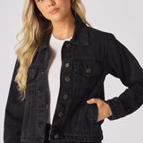 Drift Sherpa Collar Denim Jacket – Black