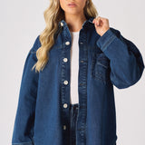 Frost Oversized Dark Blue Denim Shirt - Dark Blue