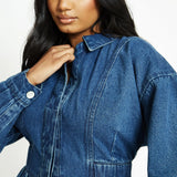 Tesa Tapered Denim Shirt Dress - Dark Blue