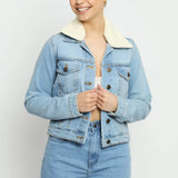 Echo Sherpa Collar Denim Jacket – Blue