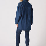 Frost Oversized Dark Blue Denim Shirt - Dark Blue