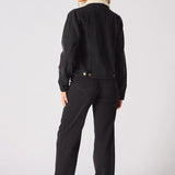 Drift Sherpa Collar Denim Jacket – Black
