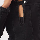 Isla Fit & Flare Denim Dress - Black