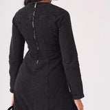 Isla Fit & Flare Denim Dress - Black