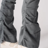 Herman Womens Ruched Leg Wide Flare Trousers - Charcoal Grey