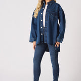Frost Oversized Dark Blue Denim Shirt - Dark Blue