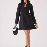 Isla Fit & Flare Denim Dress - Black