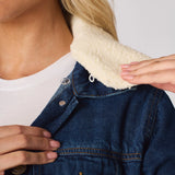 Frost Sherpa Collar Denim Jacket – Mid Blue