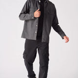 Ashfield CARGO DENIM SHIRT - GREY ACID WASH