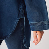 Frost Oversized Dark Blue Denim Shirt - Dark Blue