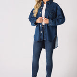 Frost Oversized Dark Blue Denim Shirt - Dark Blue