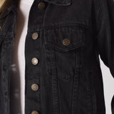 Drift Sherpa Collar Denim Jacket – Black