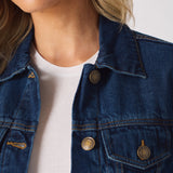 Frost Sherpa Collar Denim Jacket – Mid Blue