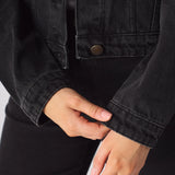 Drift Sherpa Collar Denim Jacket – Black