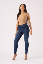 HIGH WAISTED SKINNY JEANS - MID BLUE