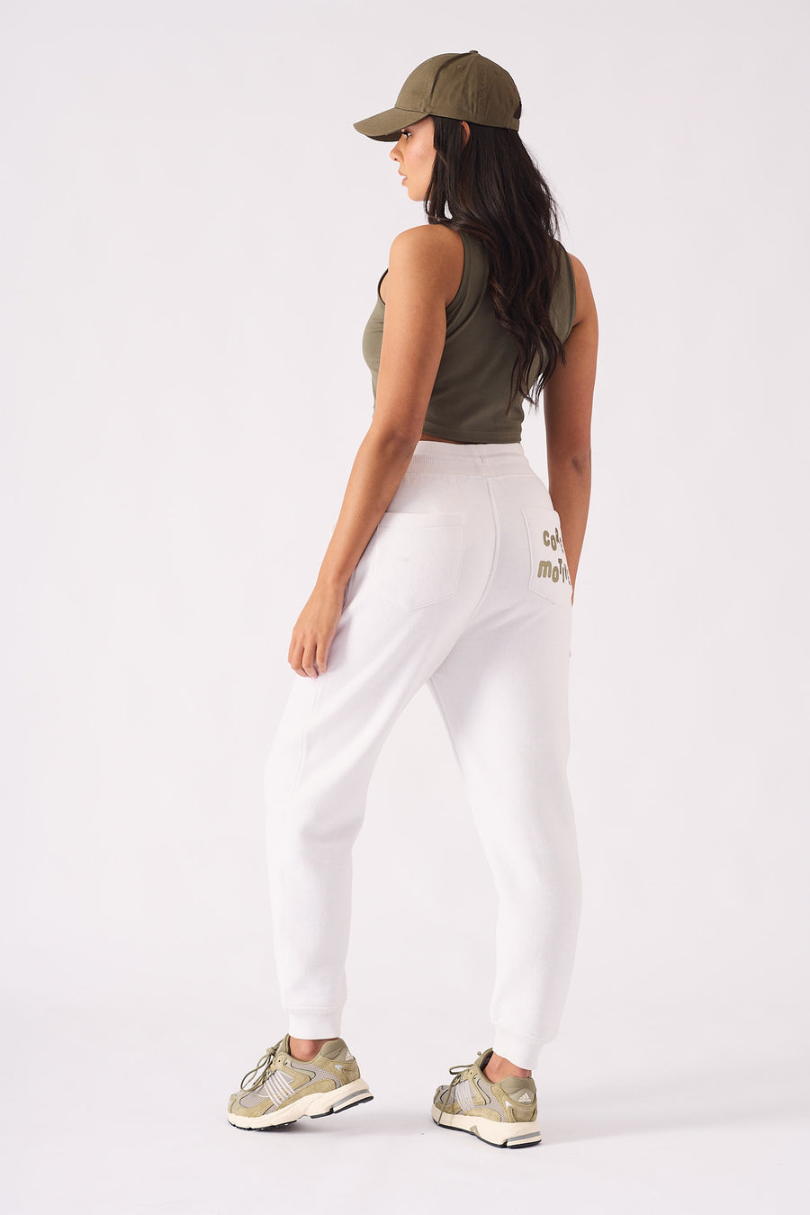Sports Athleisure Straight Joggers in White - Jmojo