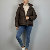 Thalia Wind Breaker Puffer Jacket - Brown