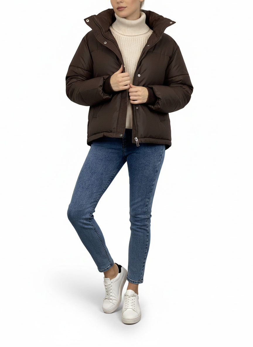 Thalia Brown Wind Breaker Puffer Jacket