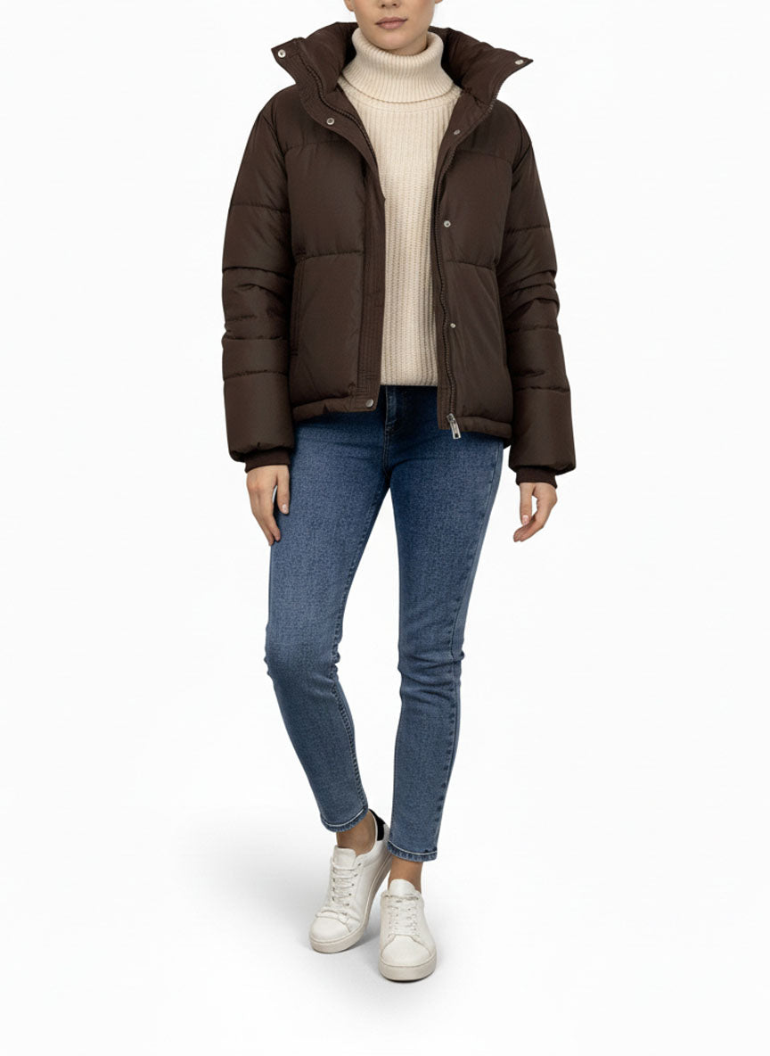 Thalia Brown Wind Breaker Puffer Jacket
