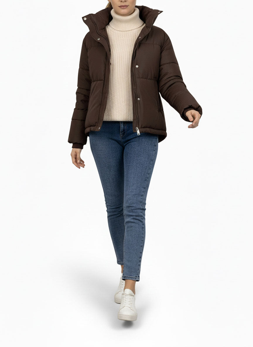 Thalia Brown Wind Breaker Puffer Jacket