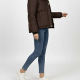 Thalia Wind Breaker Puffer Jacket - Brown