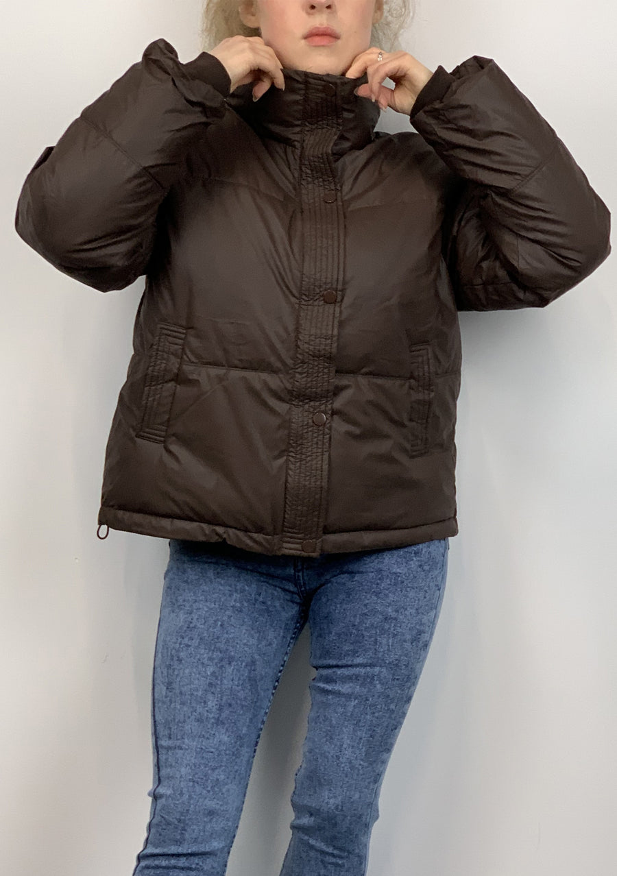 Water Proof Wind Breaker Padded Puffer Jacket - Brown