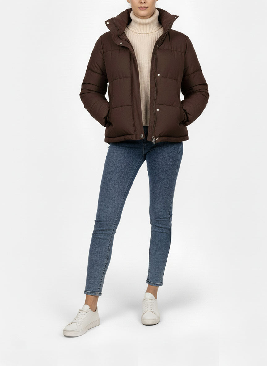 Thalia Brown Wind Breaker Puffer Jacket
