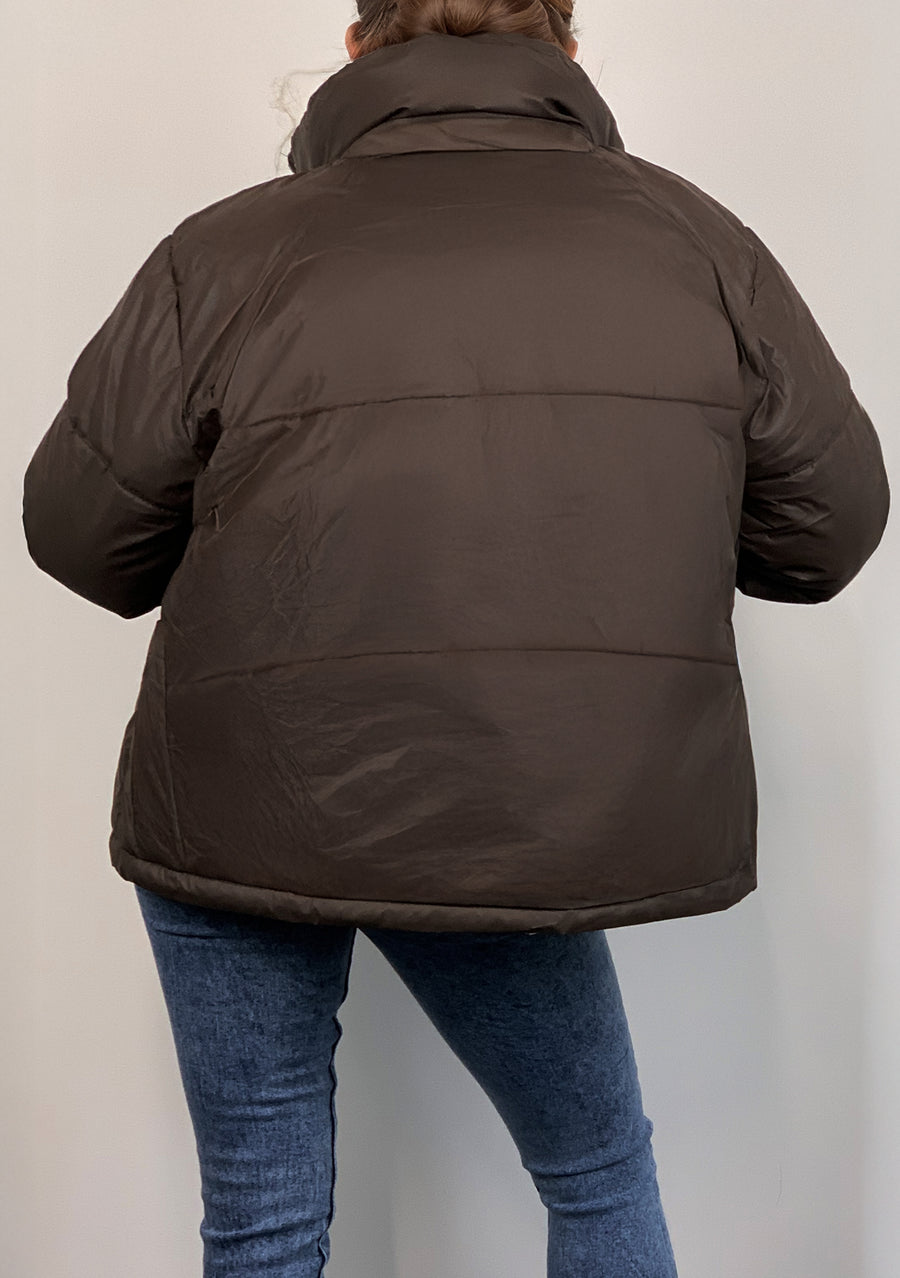 Water Proof Wind Breaker Padded Puffer Jacket - Brown