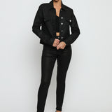Evora Coated Denim Stretch Skinny Jeans - Black