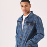 Midshore Western Denim Jacket - Mid Blue Wash