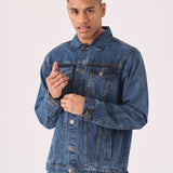 Midshore Western Denim Jacket - Mid Blue Wash