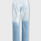 Gina High Waisted Two Tone Relaxed Straight Leg Jeans - Blue & White