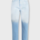 Gina High Waisted Two Tone Relaxed Straight Leg Jeans - Blue & White
