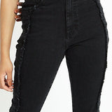 ZEPHYRA Frayed Seam Bootcut Jeans - Black