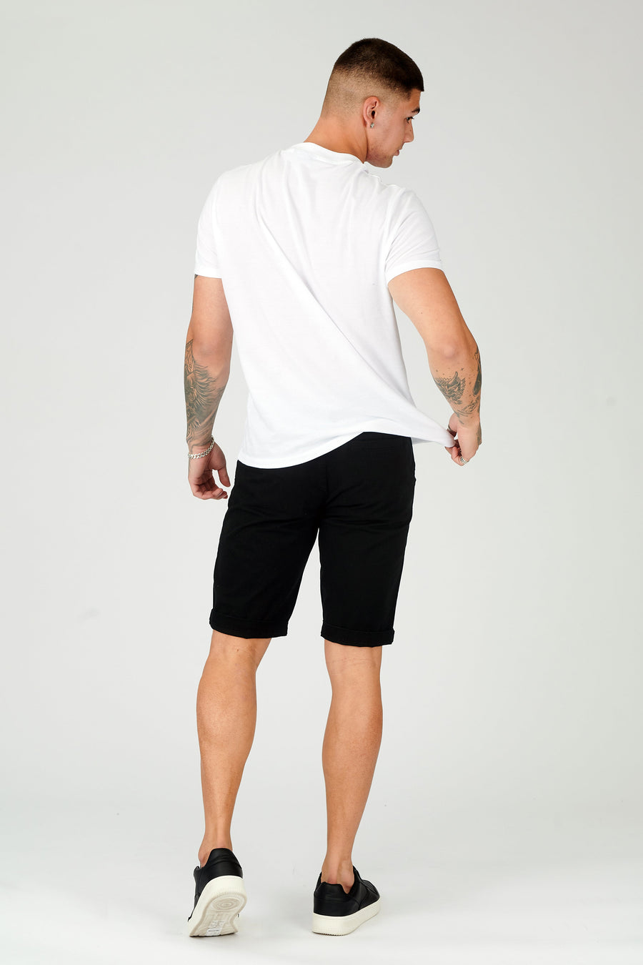 PACK OF 2 SLIM FIT STRETCH CHINO SHORTS IN BLACK & STONE BROWN