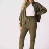 Amaya High Rise Cuff Joggers - Khaki