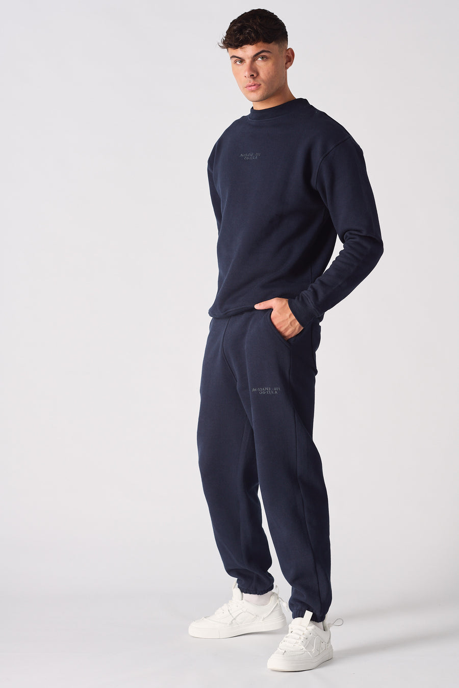 EMBROIDERY DETAIL TRACKSUIT SWEATSHIRT - NAVY BLUE