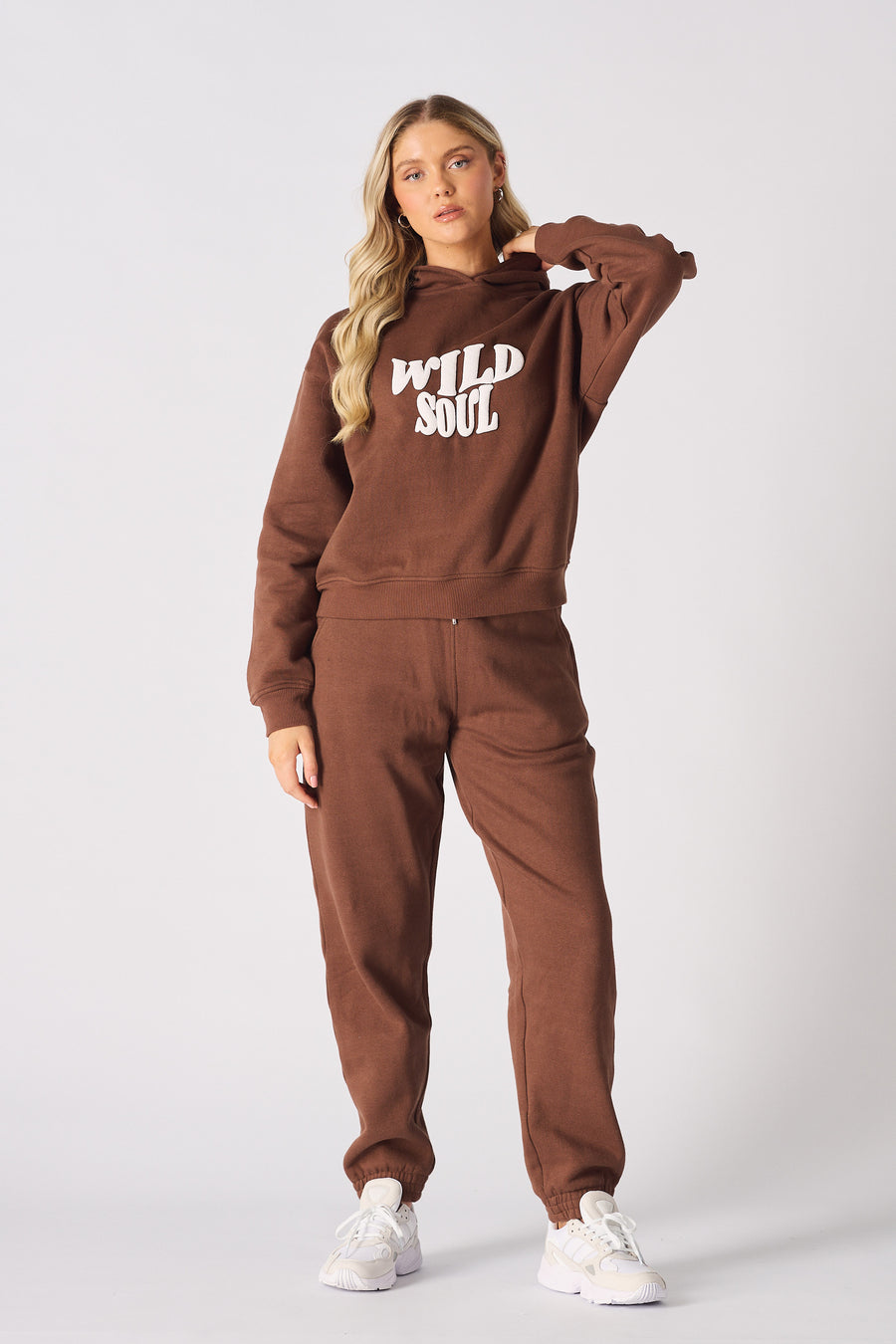 BUBBLE GRAPHIC TRACKSUIT HOODIE - BROWN