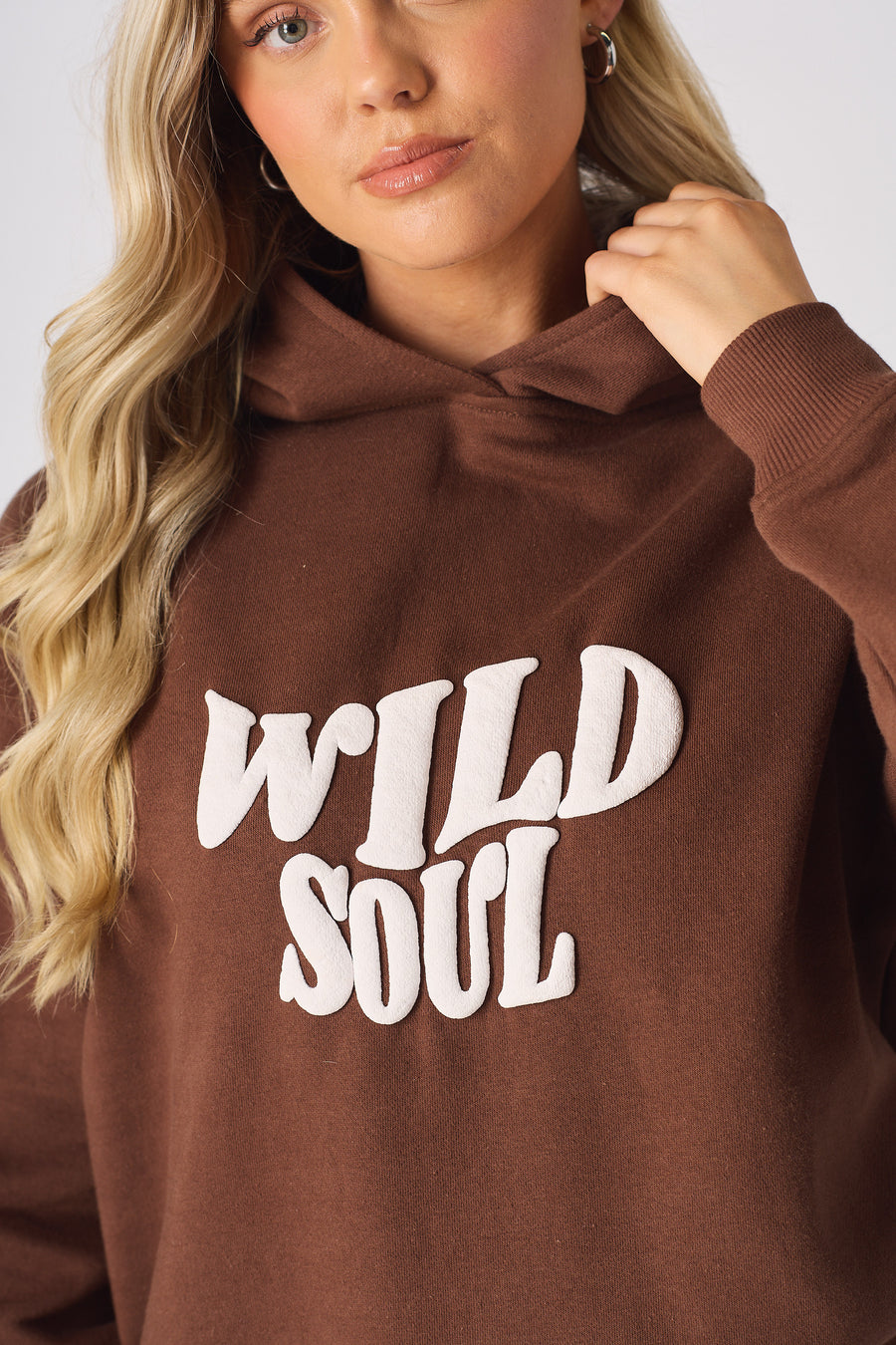 BUBBLE GRAPHIC TRACKSUIT HOODIE - BROWN