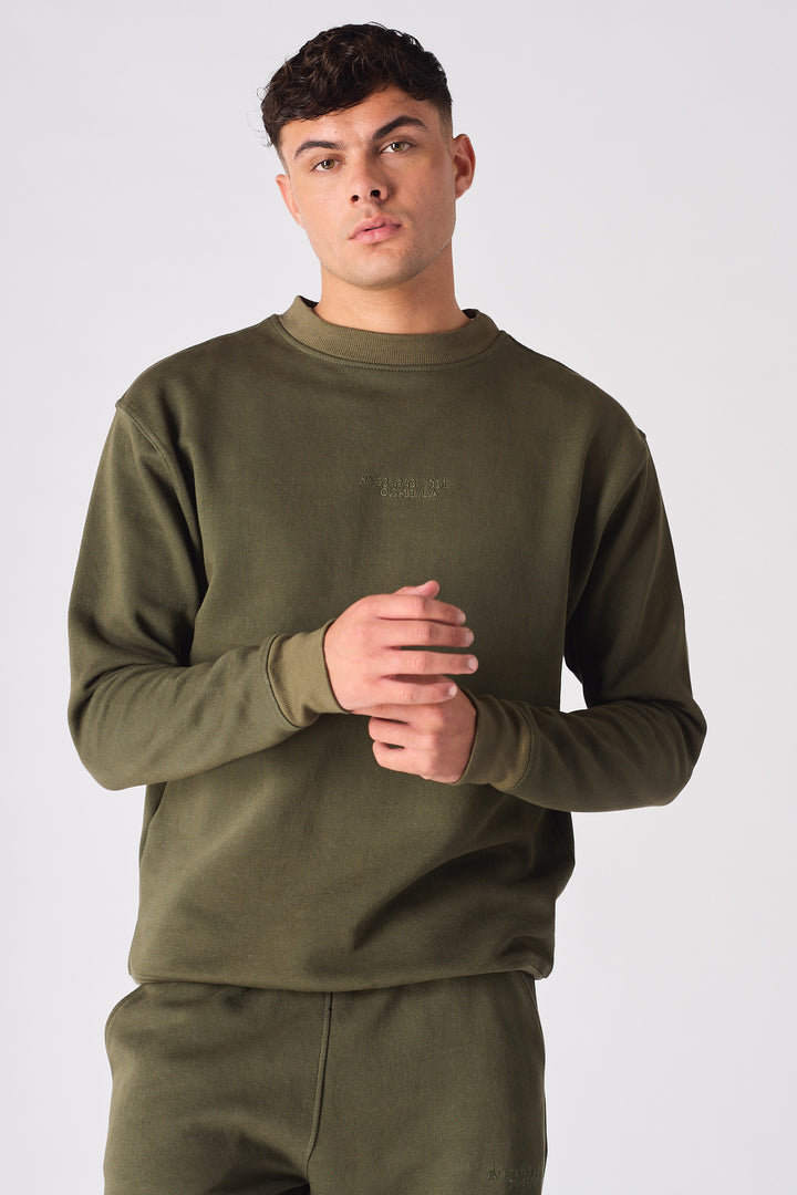 EMBROIDERY DETAIL TRACKSUIT SWEATSHIRT - KHAKI