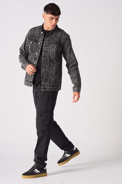 Black denim outlet jacket acid wash